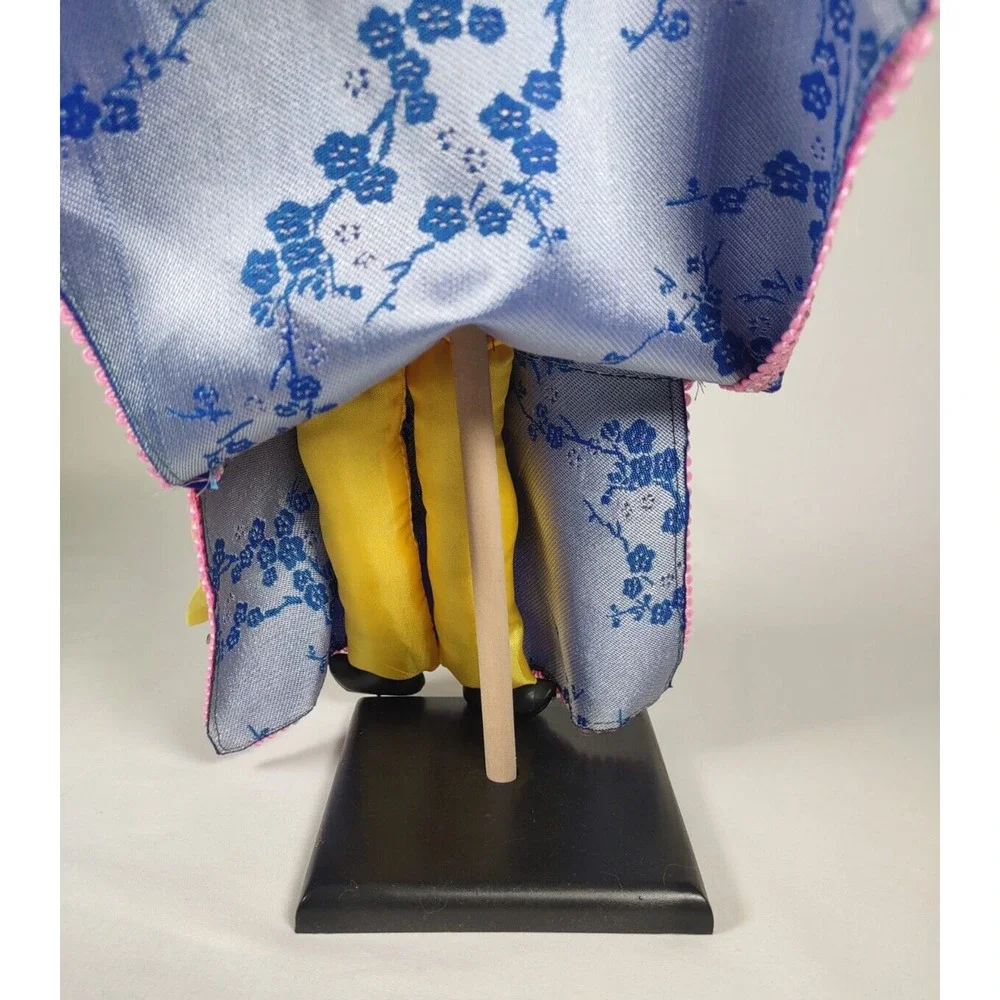 Vintage Hand Glove Puppet Male Figure In Blue With Stand